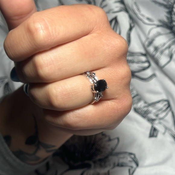 - 🖤Beautiful 925 Sterling Silver Black Obsidian Layered Ring - Picture 12 of 16